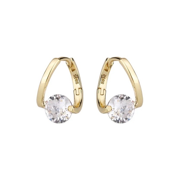 S925 Sterling Silver Love Heart Star White Zircon Earrings Wedding Engag… - Picture 4 of 6